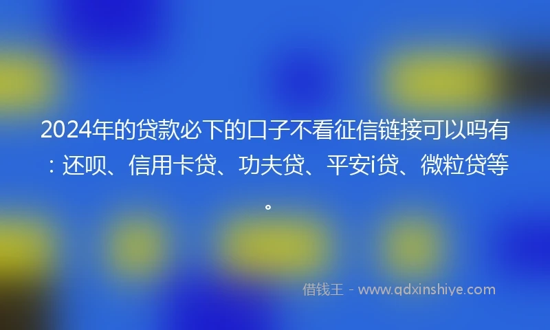 2024年的贷款必下的口子不看征信链接可以吗有：还呗、信用卡贷、功夫贷、平安i贷、微粒贷等。