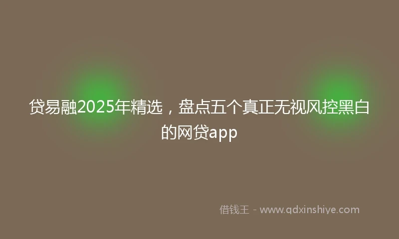 贷易融2025年精选，盘点五个真正无视风控黑白的网贷app