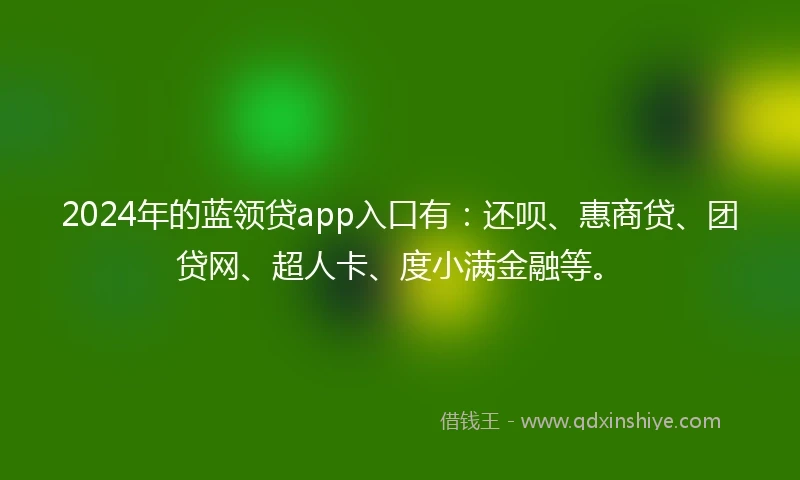 2024年的蓝领贷app入口有：还呗、惠商贷、团贷网、超人卡、度小满金融等。
