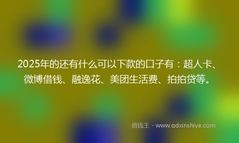2025年的还有什么可以下款的口子有：超人卡、微博借钱、融逸花、美团生活费、拍拍贷等。