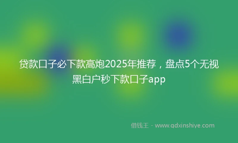 贷款口子必下款高炮2025年推荐，盘点5个无视黑白户秒下款口子app