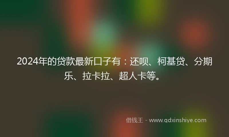 2024年的贷款最新口子有：还呗、柯基贷、分期乐、拉卡拉、超人卡等。