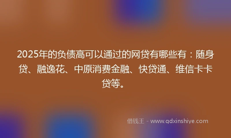 2025年的负债高可以通过的网贷有哪些有：随身贷、融逸花、中原消费金融、快贷通、维信卡卡贷等。