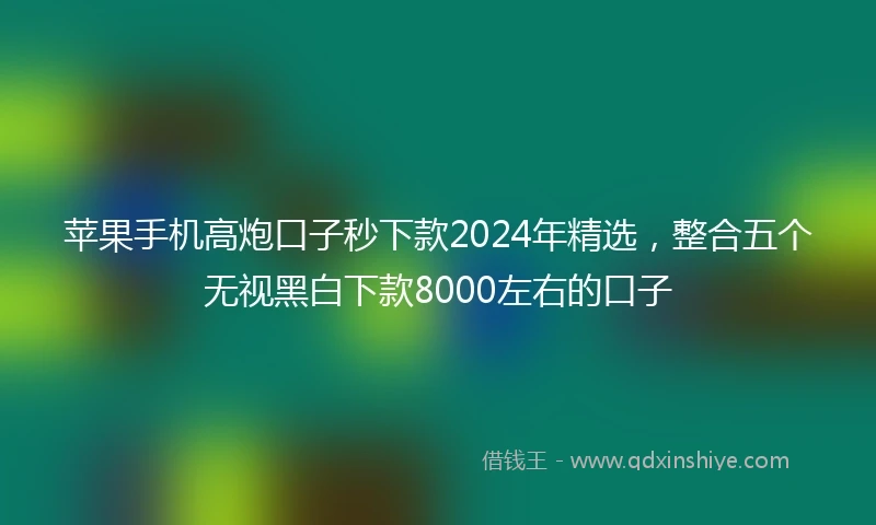 苹果手机高炮口子秒下款2024年精选，整合五个无视黑白下款8000左右的口子
