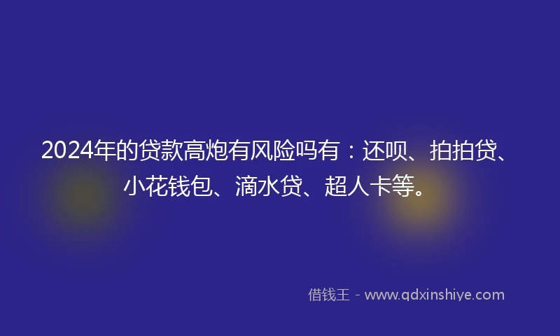 2024年的贷款高炮有风险吗有:还呗、拍拍贷、小花钱包、滴水贷、超人卡等。