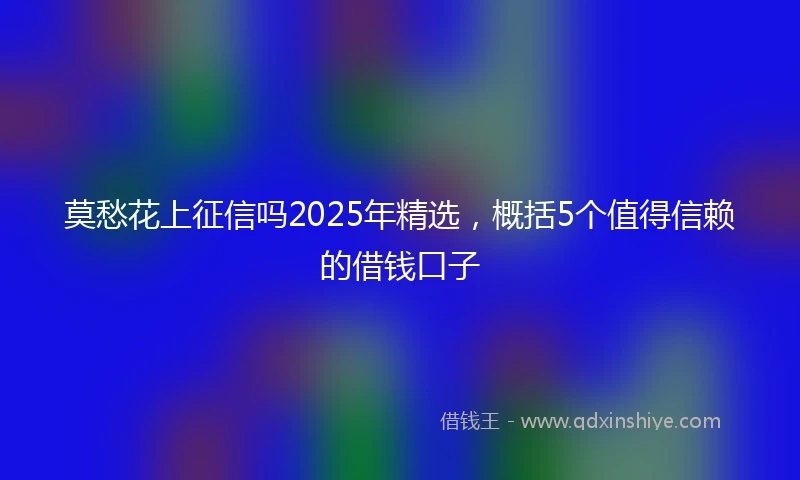 莫愁花上征信吗2025年精选，概括5个值得信赖的借钱口子