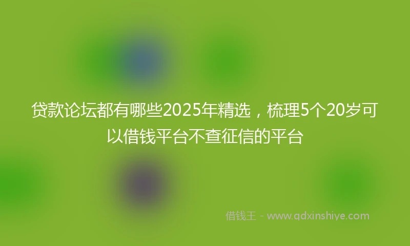 贷款论坛都有哪些2025年精选，梳理5个20岁可以借钱平台不查征信的平台