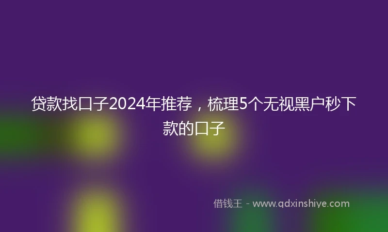 贷款找口子2024年推荐，梳理5个无视黑户秒下款的口子