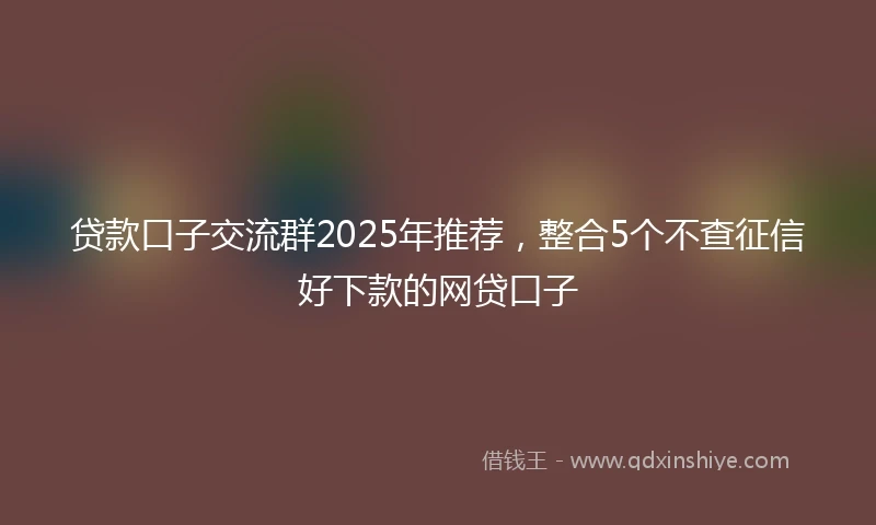 贷款口子交流群2025年推荐，整合5个不查征信好下款的网贷口子