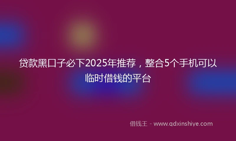 贷款黑口子必下2025年推荐，整合5个手机可以临时借钱的平台