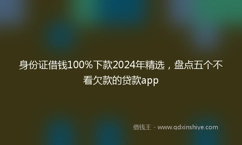 身份证借钱100%下款2024年精选，盘点五个不看欠款的贷款app
