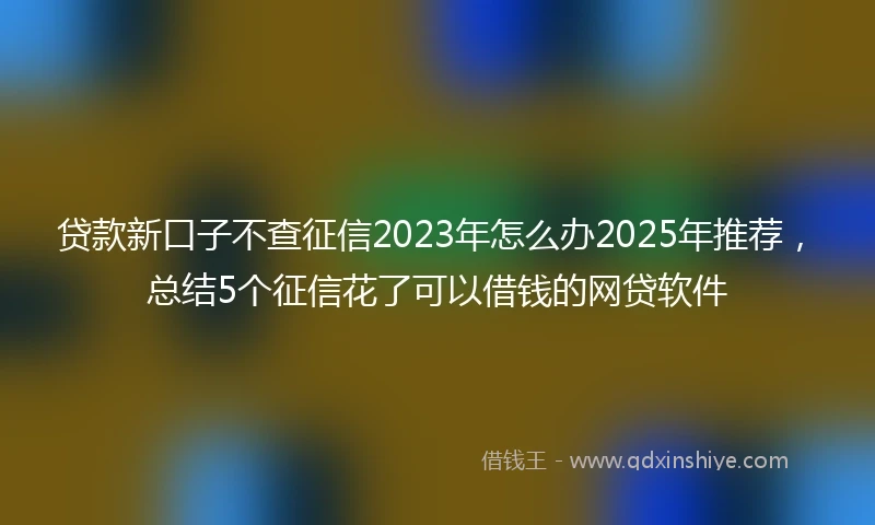 贷款新口子不查征信2023年怎么办2025年推荐，总结5个征信花了可以借钱的网贷软件