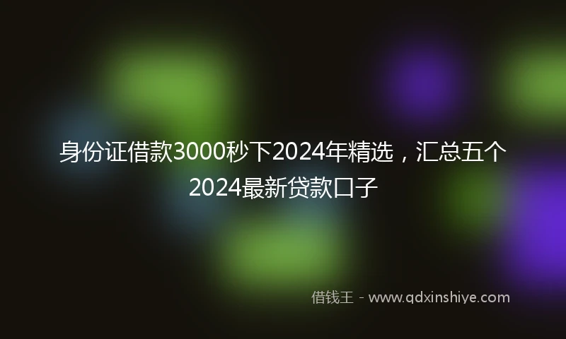 身份证借款3000秒下2024年精选，汇总五个2024最新贷款口子
