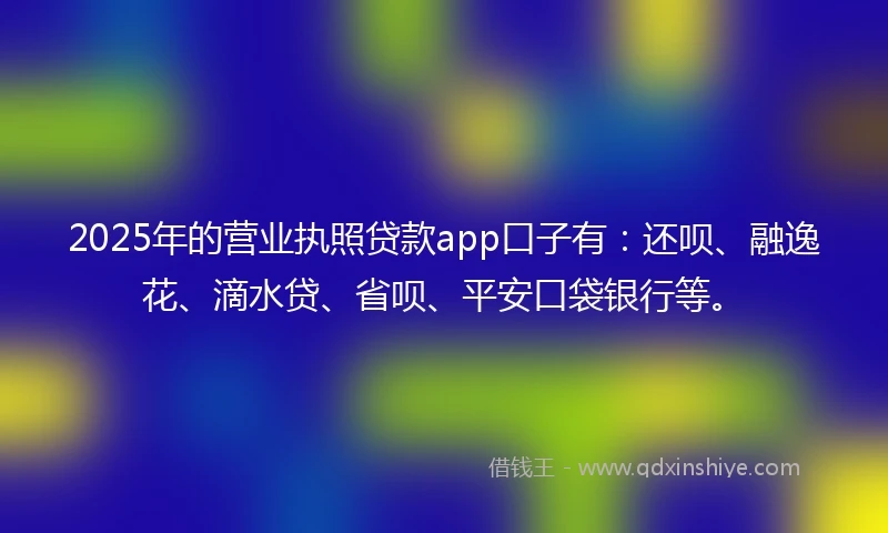 2025年的营业执照贷款app口子有：还呗、融逸花、滴水贷、省呗、平安口袋银行等。