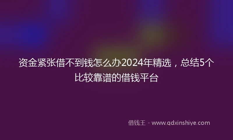 资金紧张借不到钱怎么办2024年精选，总结5个比较靠谱的借钱平台