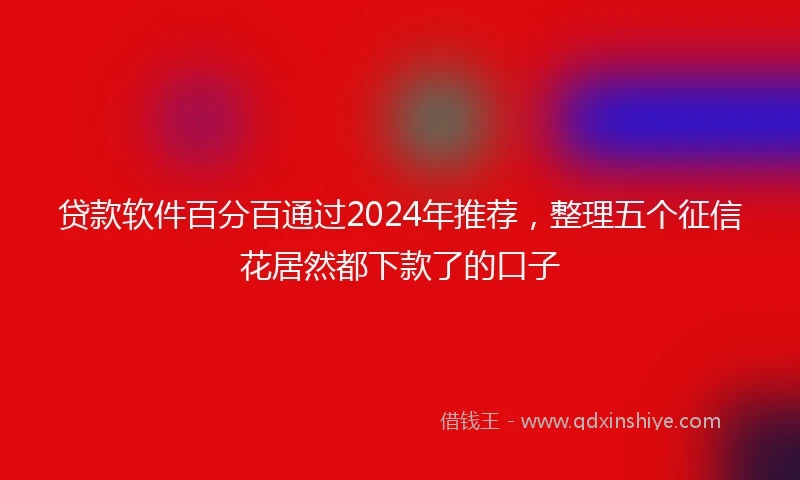 贷款软件百分百通过2024年推荐，整理五个征信花居然都下款了的口子