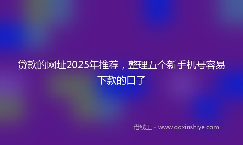 贷款的网址2025年推荐，整理五个新手机号容易下款的口子
