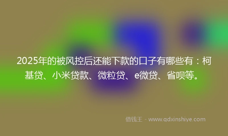 2025年的被风控后还能下款的口子有哪些有：柯基贷、小米贷款、微粒贷、e微贷、省呗等。
