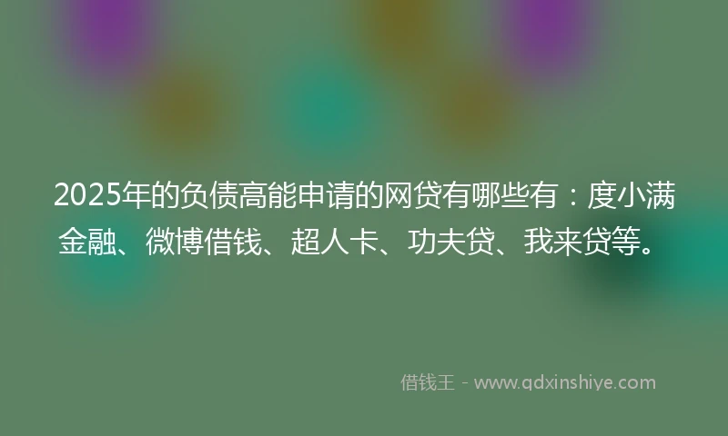 2025年的负债高能申请的网贷有哪些有：度小满金融、微博借钱、超人卡、功夫贷、我来贷等。