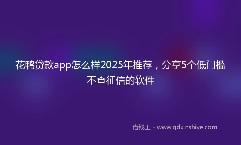花鸭贷款app怎么样2025年推荐，分享5个低门槛不查征信的软件