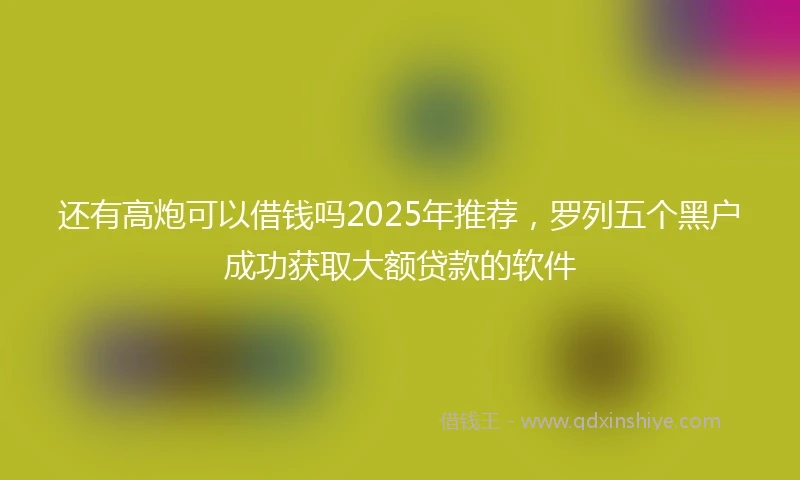 还有高炮可以借钱吗2025年推荐，罗列五个黑户成功获取大额贷款的软件