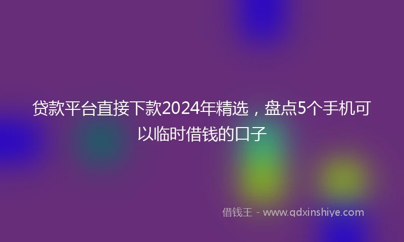 贷款平台直接下款2024年精选，盘点5个手机可以临时借钱的口子