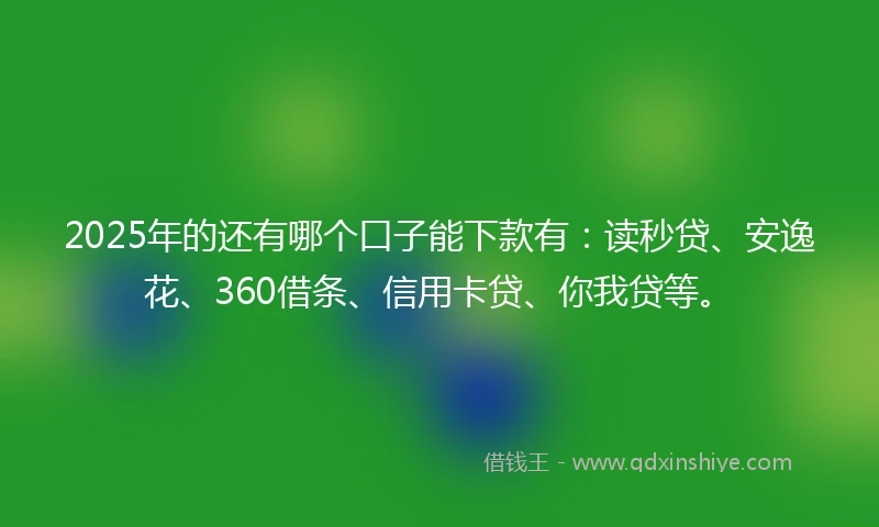 2025年的还有哪个口子能下款有：读秒贷、安逸花、360借条、信用卡贷、你我贷等。