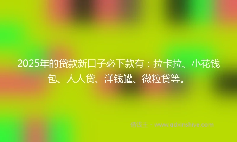 2025年的贷款新口子必下款有：拉卡拉、小花钱包、人人贷、洋钱罐、微粒贷等。
