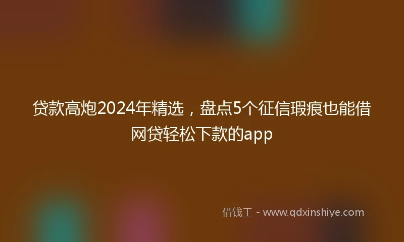 贷款高炮2024年精选，盘点5个征信瑕疵也能借网贷轻松下款的app
