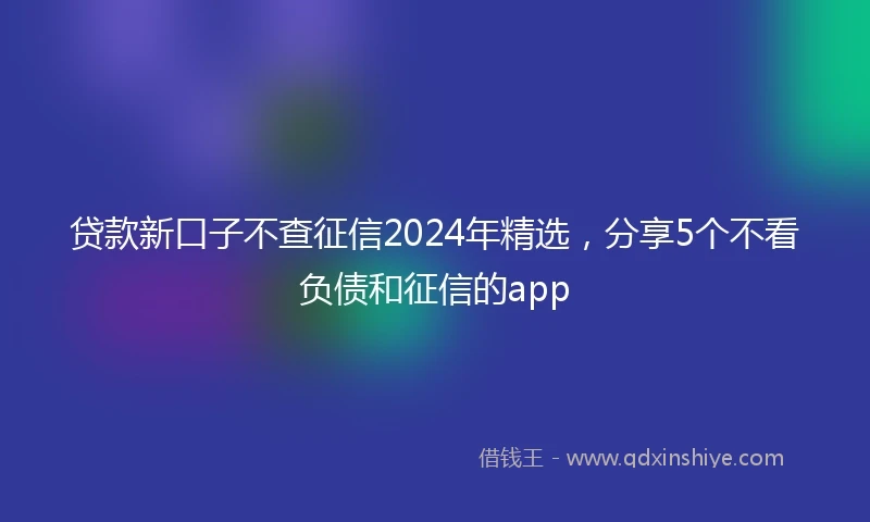贷款新口子不查征信2024年精选，分享5个不看负债和征信的app