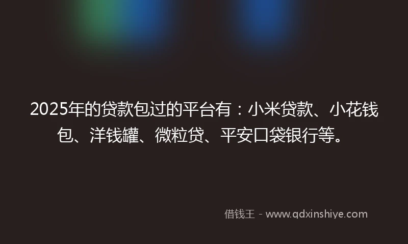 2025年的贷款包过的平台有：小米贷款、小花钱包、洋钱罐、微粒贷、平安口袋银行等。