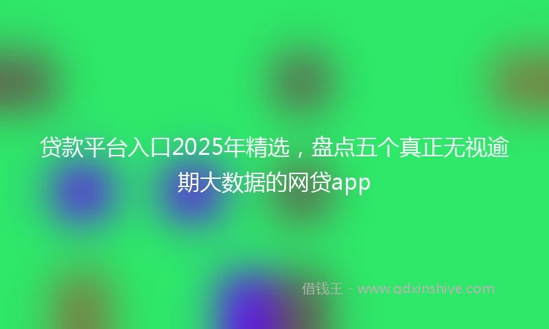 贷款平台入口2025年精选，盘点五个真正无视逾期大数据的网贷app