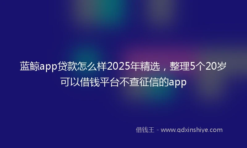 蓝鲸app贷款怎么样2025年精选，整理5个20岁可以借钱平台不查征信的app