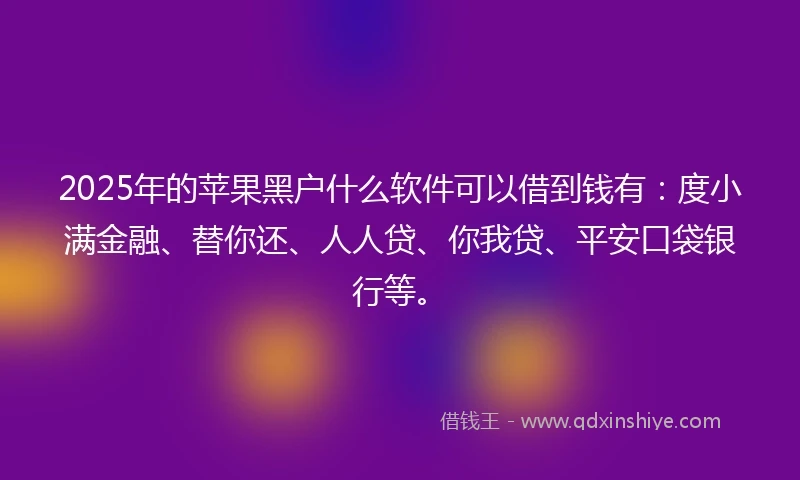 2025年的苹果黑户什么软件可以借到钱有：度小满金融、替你还、人人贷、你我贷、平安口袋银行等。