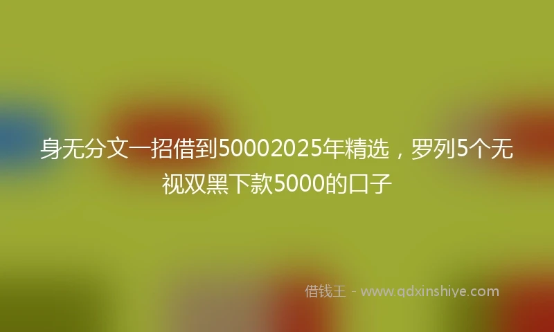 身无分文一招借到50002025年精选，罗列5个无视双黑下款5000的口子