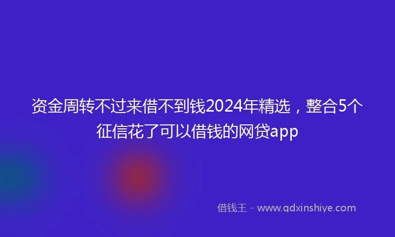 资金周转不过来借不到钱2024年精选，整合5个征信花了可以借钱的网贷app