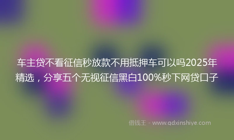 车主贷不看征信秒放款不用抵押车可以吗2025年精选，分享五个无视征信黑白100%秒下网贷口子