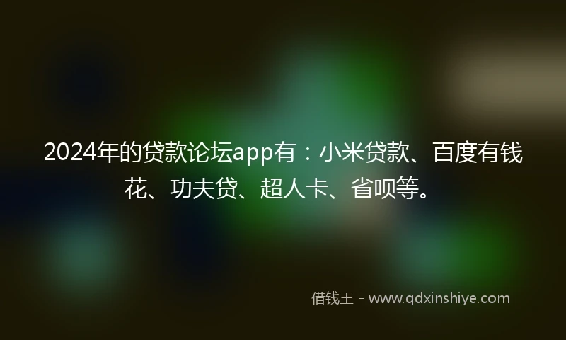 2024年的贷款论坛app有：小米贷款、百度有钱花、功夫贷、超人卡、省呗等。