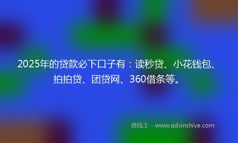 2025年的贷款必下口子有：读秒贷、小花钱包、拍拍贷、团贷网、360借条等。