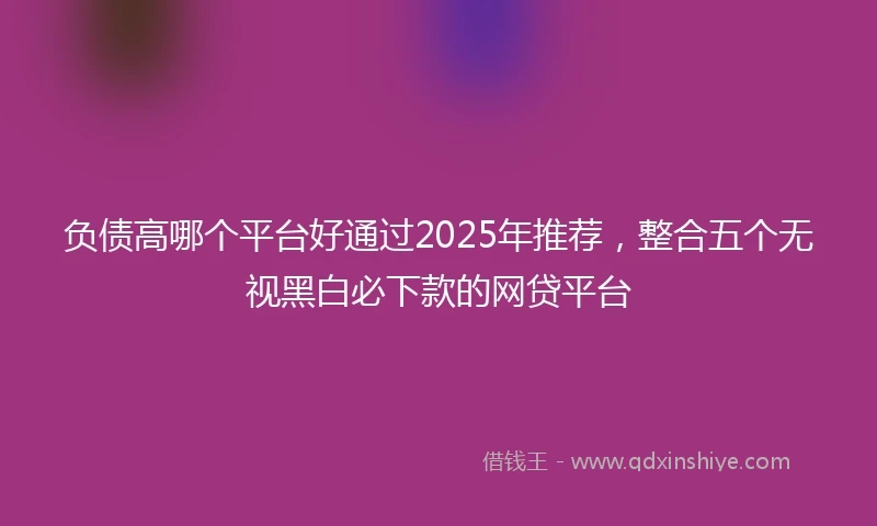负债高哪个平台好通过2025年推荐，整合五个无视黑白必下款的网贷平台