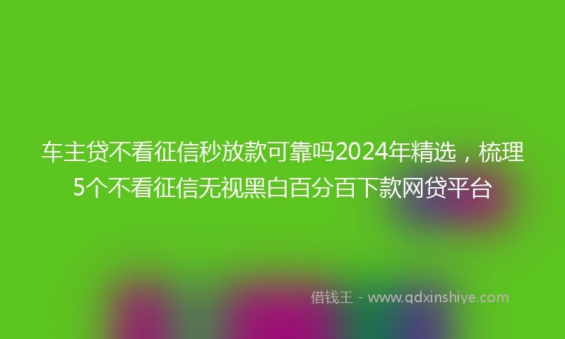 车主贷不看征信秒放款可靠吗2024年精选，梳理5个不看征信无视黑白百分百下款网贷平台