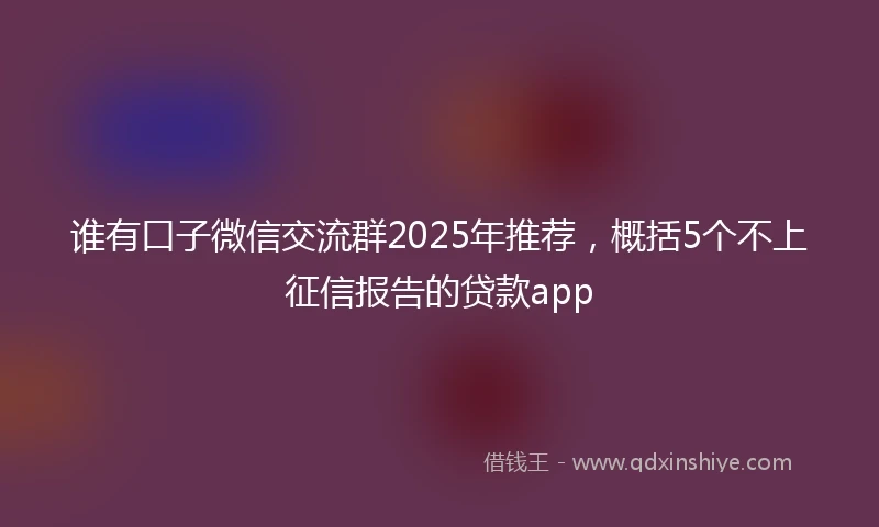 谁有口子微信交流群2025年推荐，概括5个不上征信报告的贷款app