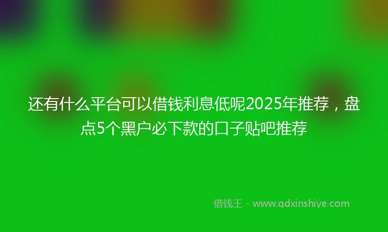 还有什么平台可以借钱利息低呢2025年推荐，盘点5个黑户必下款的口子贴吧推荐