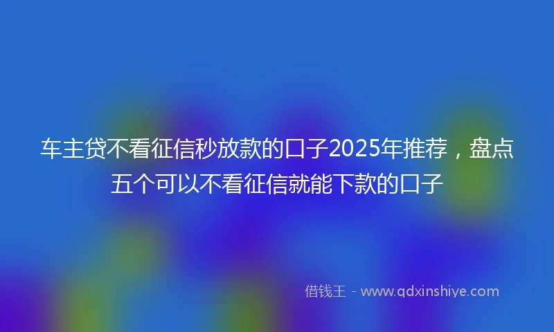 车主贷不看征信秒放款的口子2025年推荐，盘点五个可以不看征信就能下款的口子
