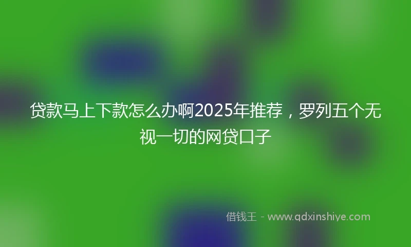 贷款马上下款怎么办啊2025年推荐，罗列五个无视一切的网贷口子