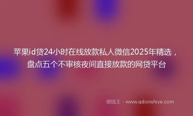 苹果id贷24小时在线放款私人微信2025年精选，盘点五个不审核夜间直接放款的网贷平台