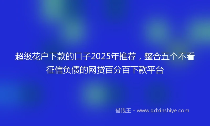 超级花户下款的口子2025年推荐，整合五个不看征信负债的网贷百分百下款平台