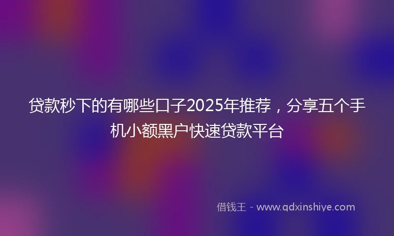 贷款秒下的有哪些口子2025年推荐，分享五个手机小额黑户快速贷款平台