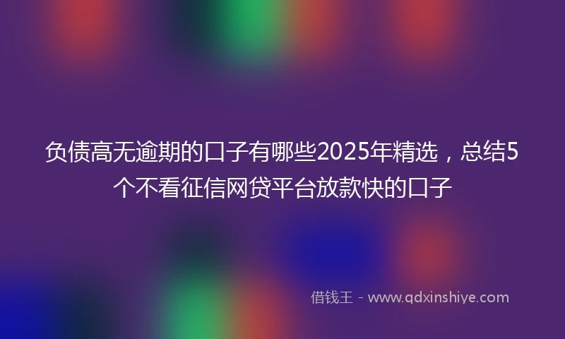 负债高无逾期的口子有哪些2025年精选，总结5个不看征信网贷平台放款快的口子