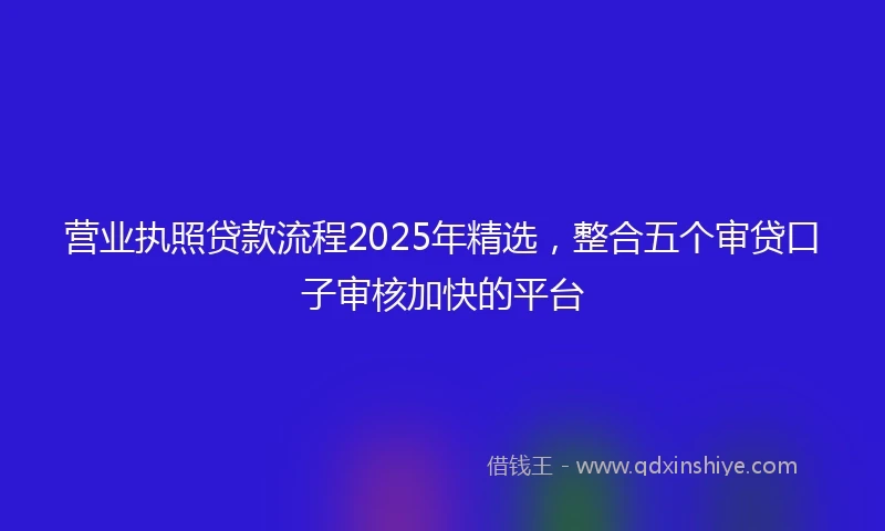 营业执照贷款流程2025年精选，整合五个审贷口子审核加快的平台